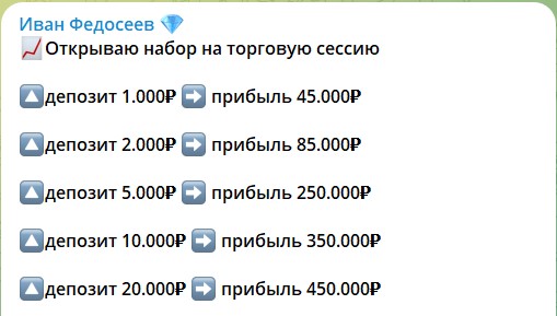 Заработок на крипте. Отзывы о канале Иван Федосеев FedoseevIvanTrade в телеграме