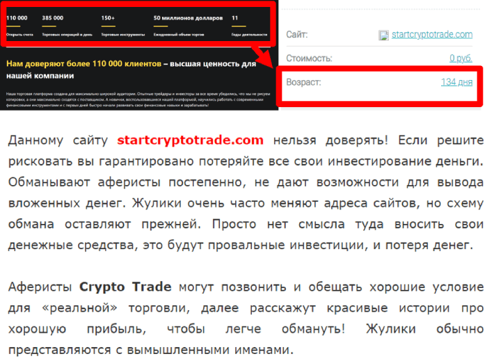 CRYPTO TRADE (startcryptotrade.com) лжеброкер! Отзыв TellTrue