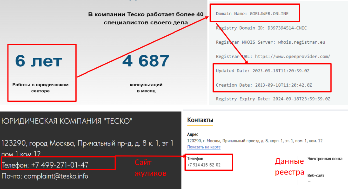 ЮРИДИЧЕСКАЯ КОМПАНИЯ “ТЕСКО” (gorlawer.online) обман под чужими реквизитами!