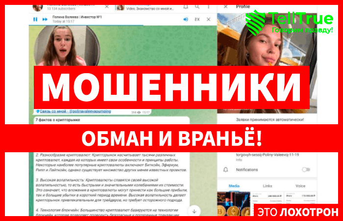 Полина Валеева | Traiding blog (t.me/valeeva_invst) почему это обман?